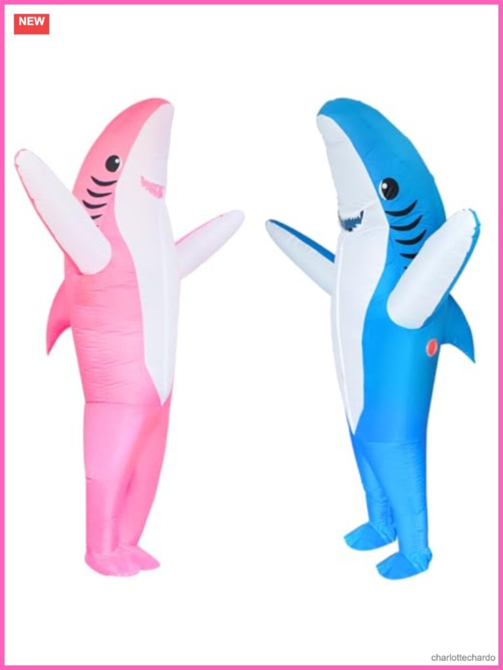 Adult Inflatable Shark Costume 2 Pack Halloween Blow Up Cosplay